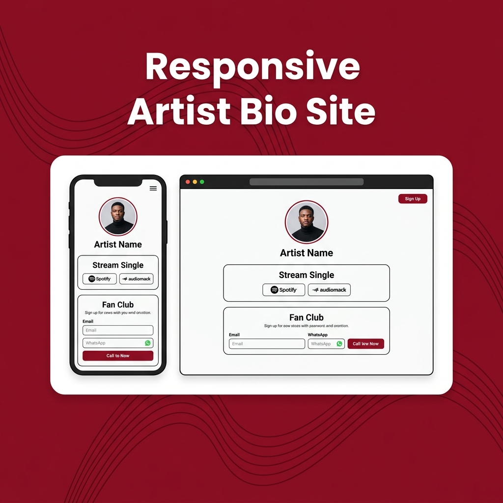 Responsive Artist Bio Site Mockup